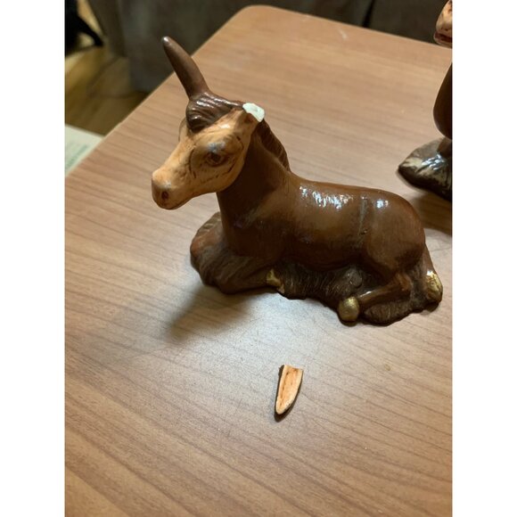 Hand Painted Duncan Nativity Set Ceramic 9 Pieces Brown T4 - Picture 6 of 7